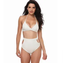 Страуса сексуальный крючком кружева Висячие шеи сплошной цвет сплит костюм утолщение бюстгальтер с открытой спиной пуш-ап высокая женская пляжная Ретро Ванна