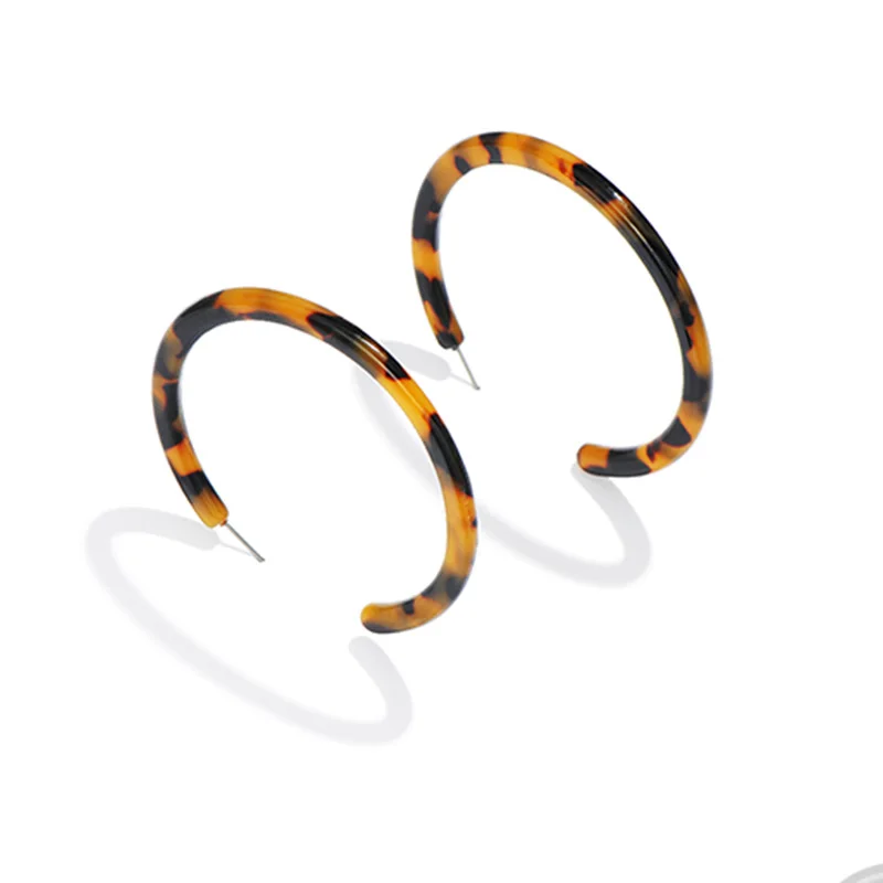 

Fashion Bohemia Acrylic Acetate Hoop Earrings for Women Vintage Leopard Print Circle Hoops Alloy Earring za jewelry Female 2019