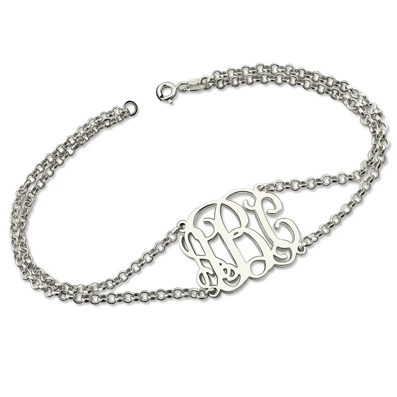 

Personalized 925 Sterling Silver Bracelets Customize 1-3 Letter Initials Monogram Bracelet For Women Men Hand Accessories#ss50