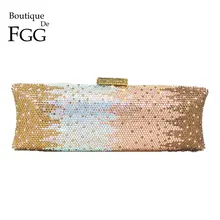 Бутик De FGG мульти шампанское для женщин Кристалл сумка вечерняя сумочка металлический Minaudiere клатчи Свадебная вечеринка Алмаз сумочка