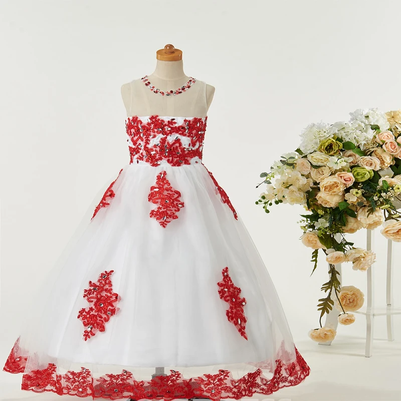 Lace Appliques Little Girl Dresses A-line Flower girl dresses 0-12 Years Old For Christmas Ankle-Length Mother Daughter Dresses Lace Appliques Little Girl Dresses A-line Flower girl dresses 0-12 Years Old For Christmas Ankle-Length Mother Daughter Dresses