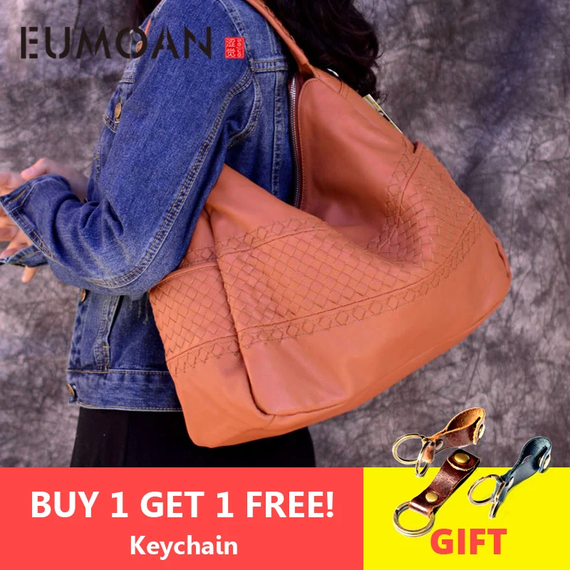 

EUMOAN genuine leather vintage fashion handmade retro weaving single shoulder bag large real leather women handbag