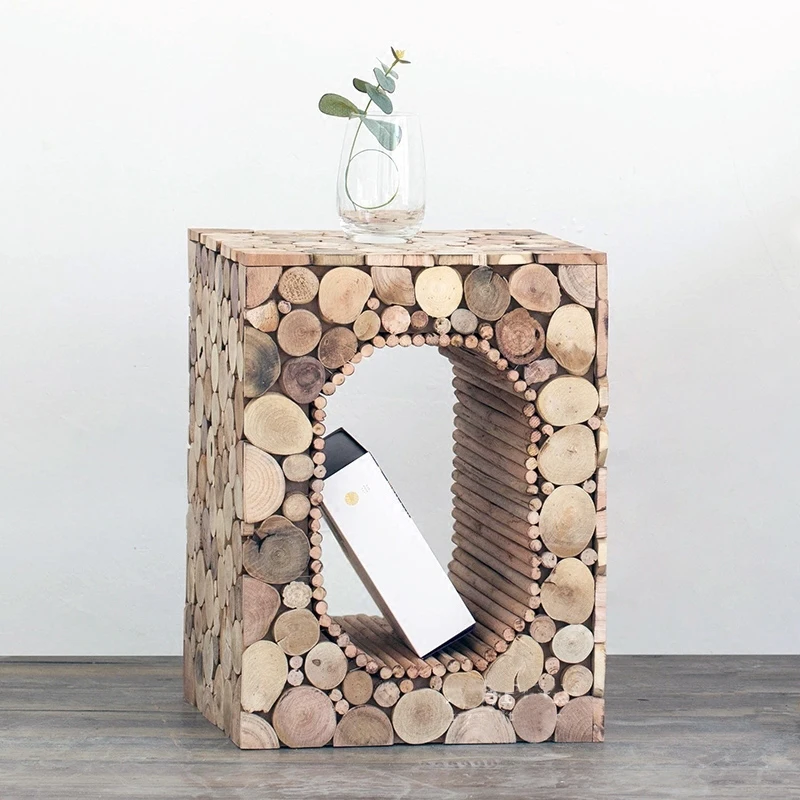 Created Living Room Stool End Table New Art Brief Solid Wood Coffee Table