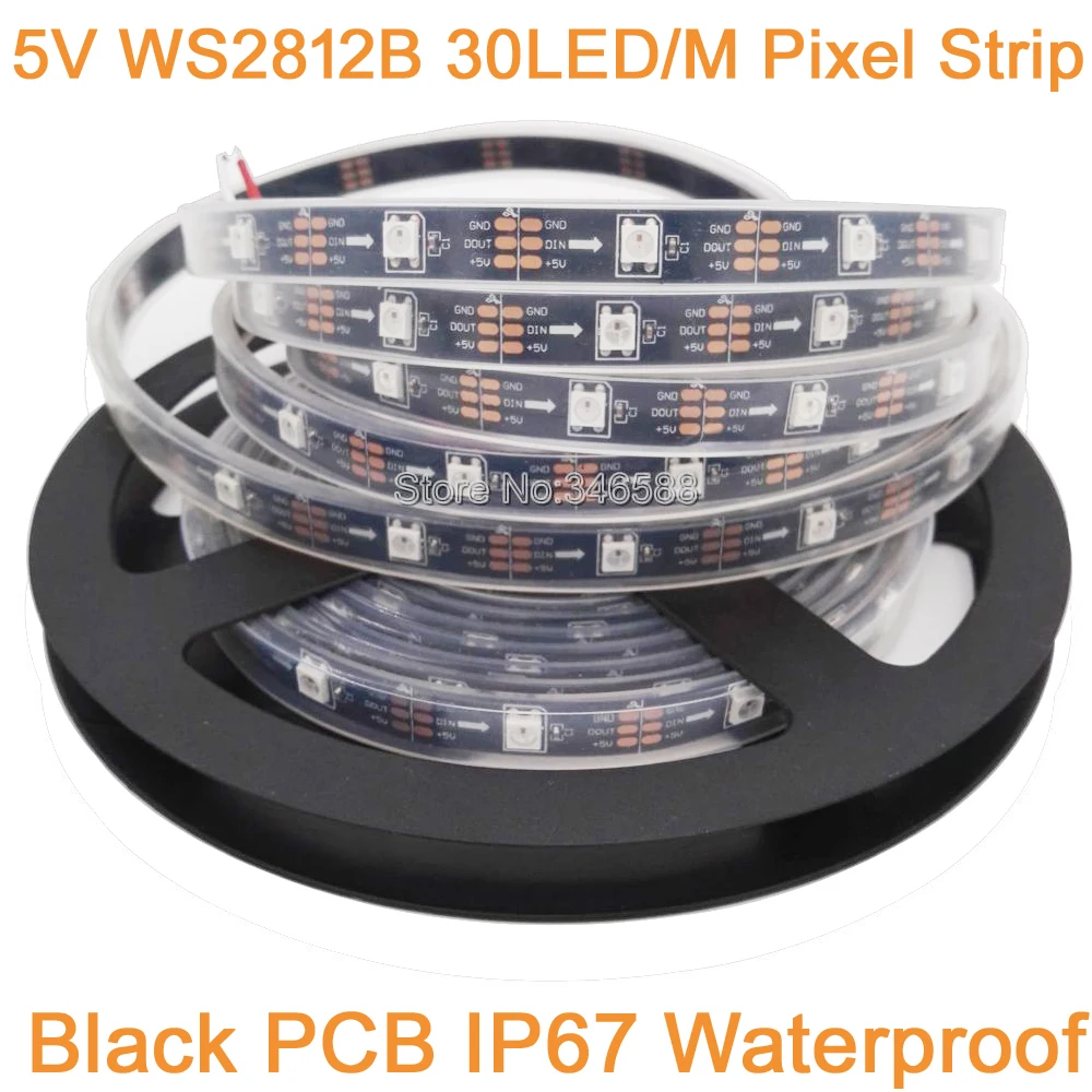 Светодиодная лента WS2812B 30 светодиодов/м 5 м В цветная RGB пикселей встроенный WS2811 IC