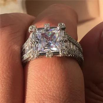 

Vecalon Vintage Royal Ring 925 sterling silver 3ct Cubic Zirconia Engagement Wedding band rings for women men Fashion Jewelry