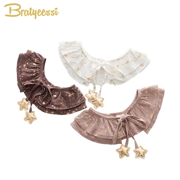 

Korea Stars Baby Bibs Lace Up Girls Collar with Bow Tie Lovely Princess Plicate Baberos 1 PC