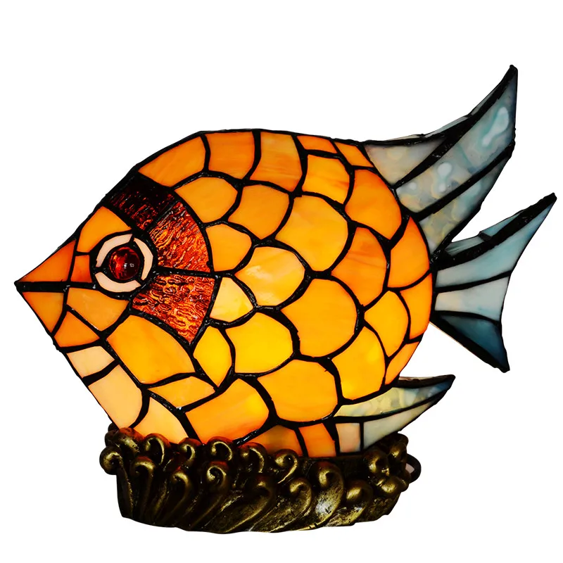 Mesa de Cabeceira Novidade Criativo Bebê Projetor Vitrais Pequeno Peixe Crianças Criança Led Night Table Lamp Luz Decoração Iluminação