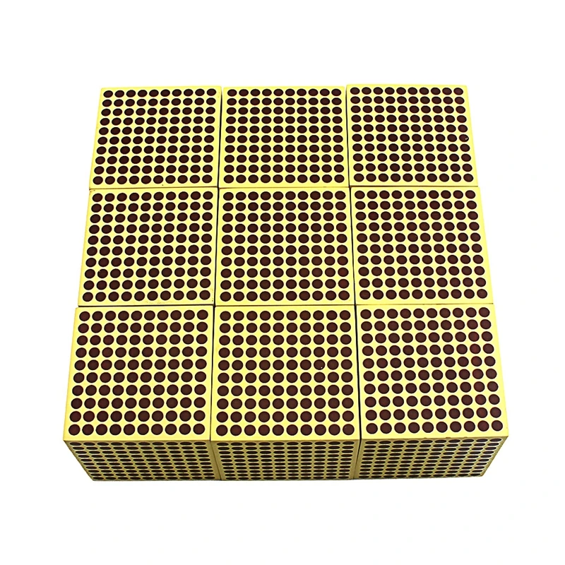 9Pcs Baby Toy Montessori Materials 9 Wooden Thousand Cubes Maths Training Preschool Early Learning Kids Toys Brinquedos Juguete