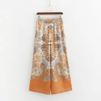 

Klacwaya Boho Chic Summer Vintage Floral Print Wide Leg Pants Women 2019 Fashion Elastic Waist Loose Beach high waist Trousers