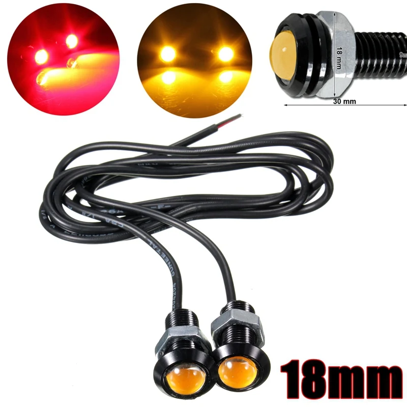 

2Pcs Car Styling 18mm 3W LED DRL Eagle Eye Daytime Runing Lights Warning Fog Lights with Parking Signal Lamp Red/Yellow