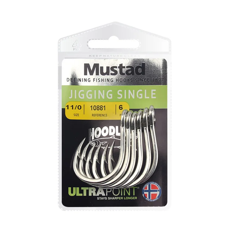 Mustad 10881 рыболовные крючки из высокоуглеродистой стали глубоководные рыболовные крючки джиг большие колючие крючки с круглыми крючками для кальмара