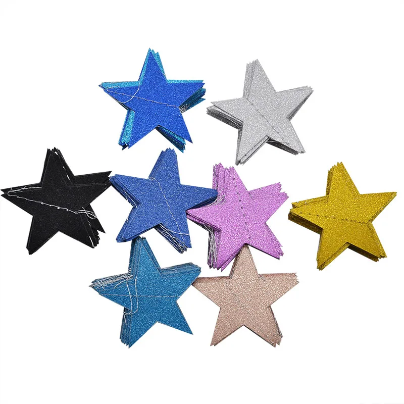 4M 7cm Paper Garland Star Shape String Banners Baby Shower Bunting Hanging Paper Happy Birthday Wedding Party Home Decoration