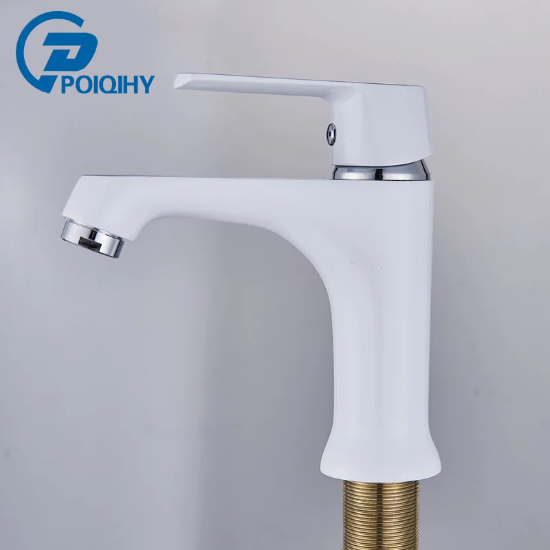 

Colorful Bathroom Basin Faucet White Orange Green Deck Mounted Single Handle Single Hole Cold and Hot Water Mixer Tap