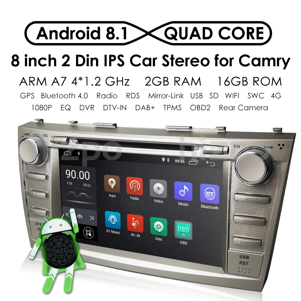 Perfect Android8.0/8Core 4Core/Android7.1/8.1 Car DVD Player For Toyota Camry 2008-2011 GPS Navi SD/USB Touch Screen Radio mp3 Bluetooth 44