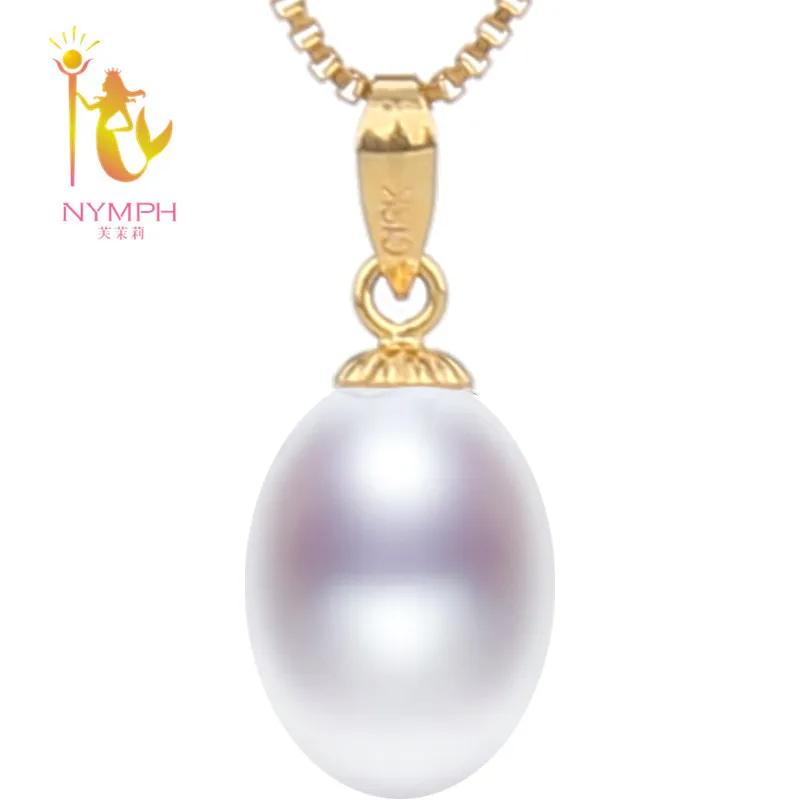 

[NYMPH]100% 18K Yellow Gold Natural Stone Pendant White Freshwater Au750 Fine Jewlery Trendy Wedding Party Gift Women Girl[D221]