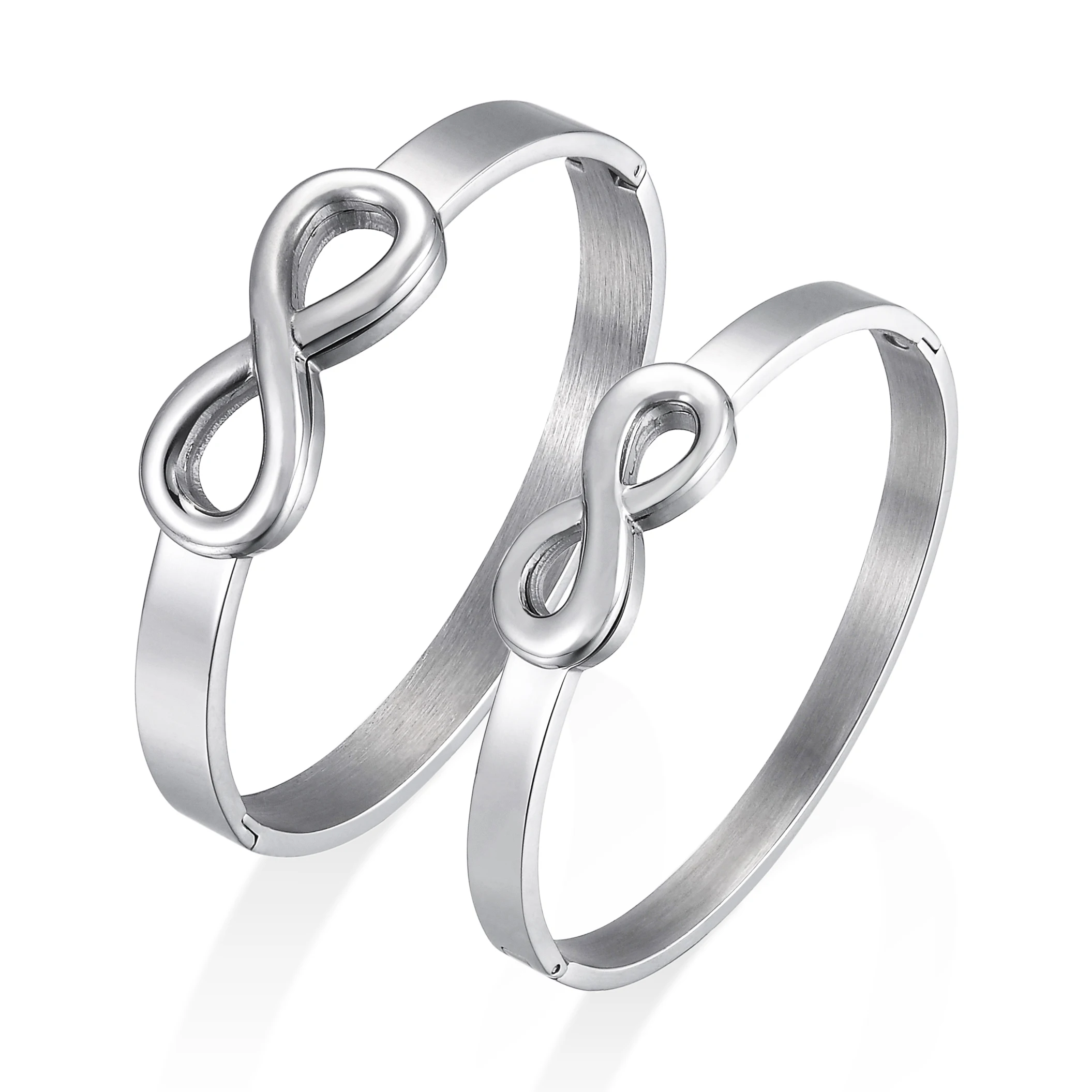 

New Trendy Oval Symbol Couple Bracelets 2019 Stainless Steel Silver "8"Bangles For Lover's Women Jewelry Gift Party