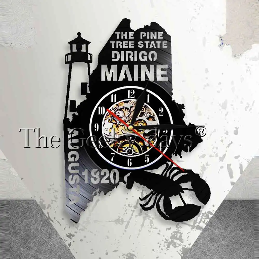 

The Pine Tree State Maine Home State Wall Clock Maine Pride Dirigo Vinyl Record Clock Living In Main Home Decor Homesick Gifts