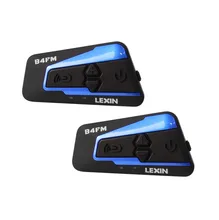 2PCS Lexin with FM Motorcycle Bluetooth Helmet Headsets Intercom for 4 rider talking at the same time BT intercomunicador MP3
