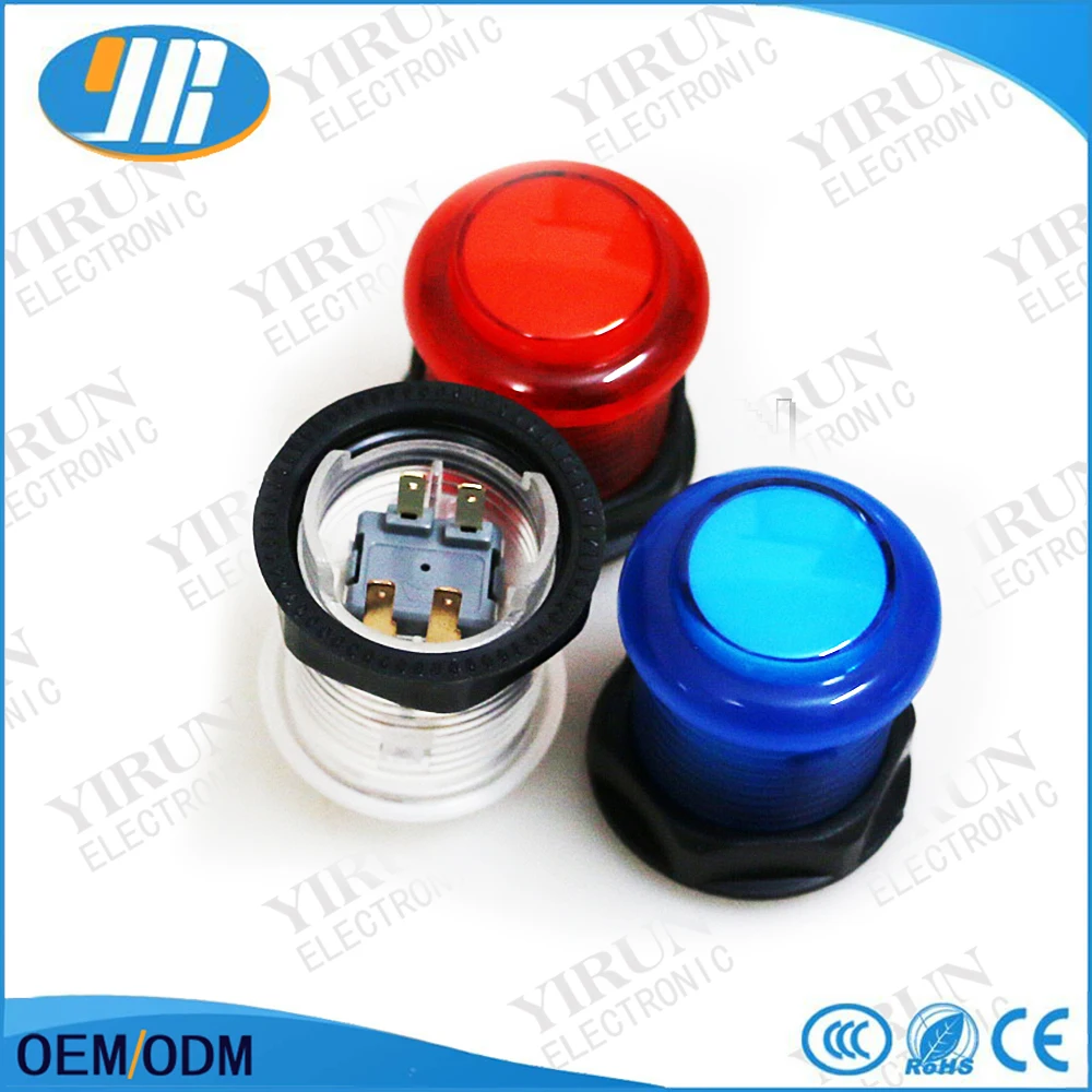 

6PCs 28 mm Clear Clip style Illuminated LED Arcade Push Buttons with Built-In Microswitch and LED/ Arcade button / Arcade parts