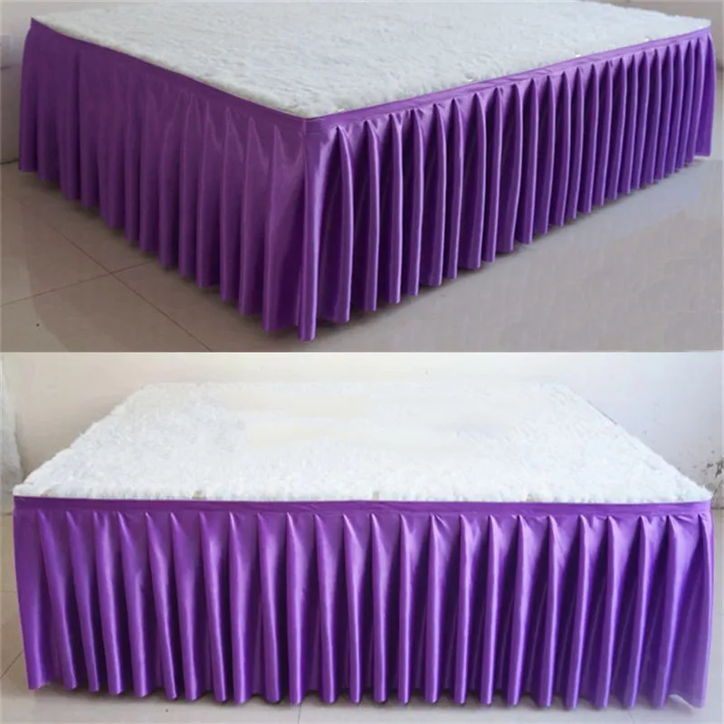 Ice silk chiffon white color wedding table skirt party banquet stage table skirt for cloth decoration