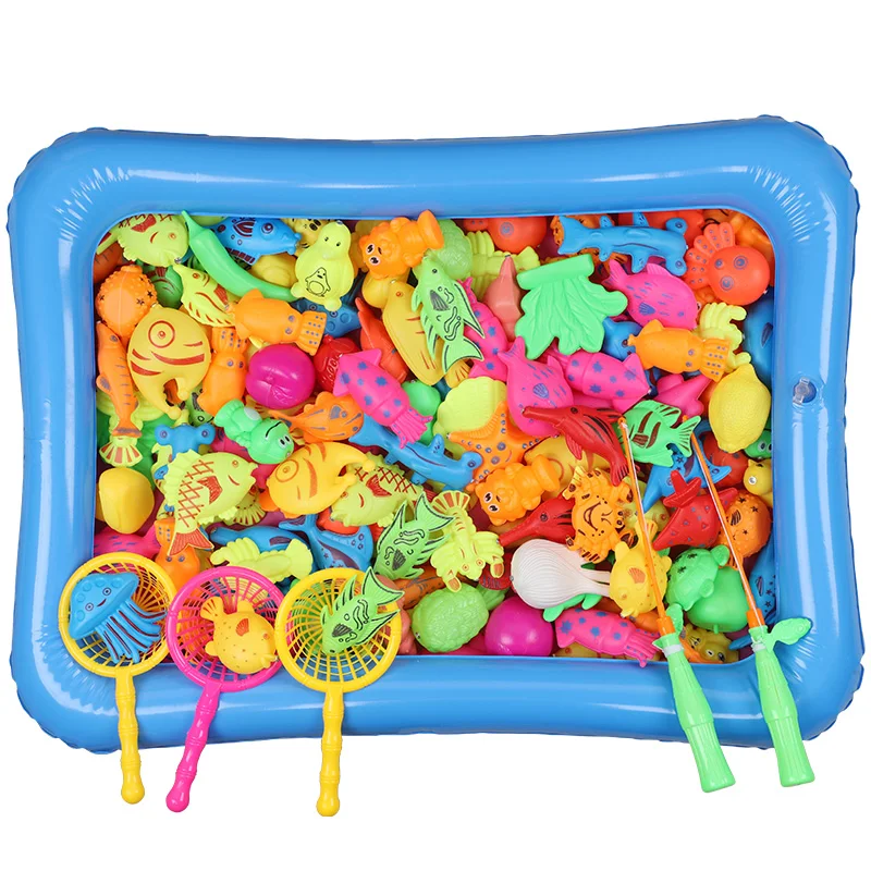 

Children's 13-46 pcs Plastic Magnetic Fishing Game interactive Toys Kids Fish Baby Bath Toys