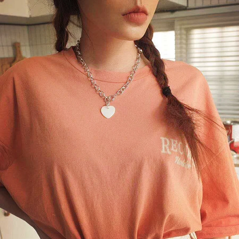 HZ New 2019 Korea Metal Sweet Elegant Shell Heart Hip hop короткая цепь крутое ожерелье браслет для женщин