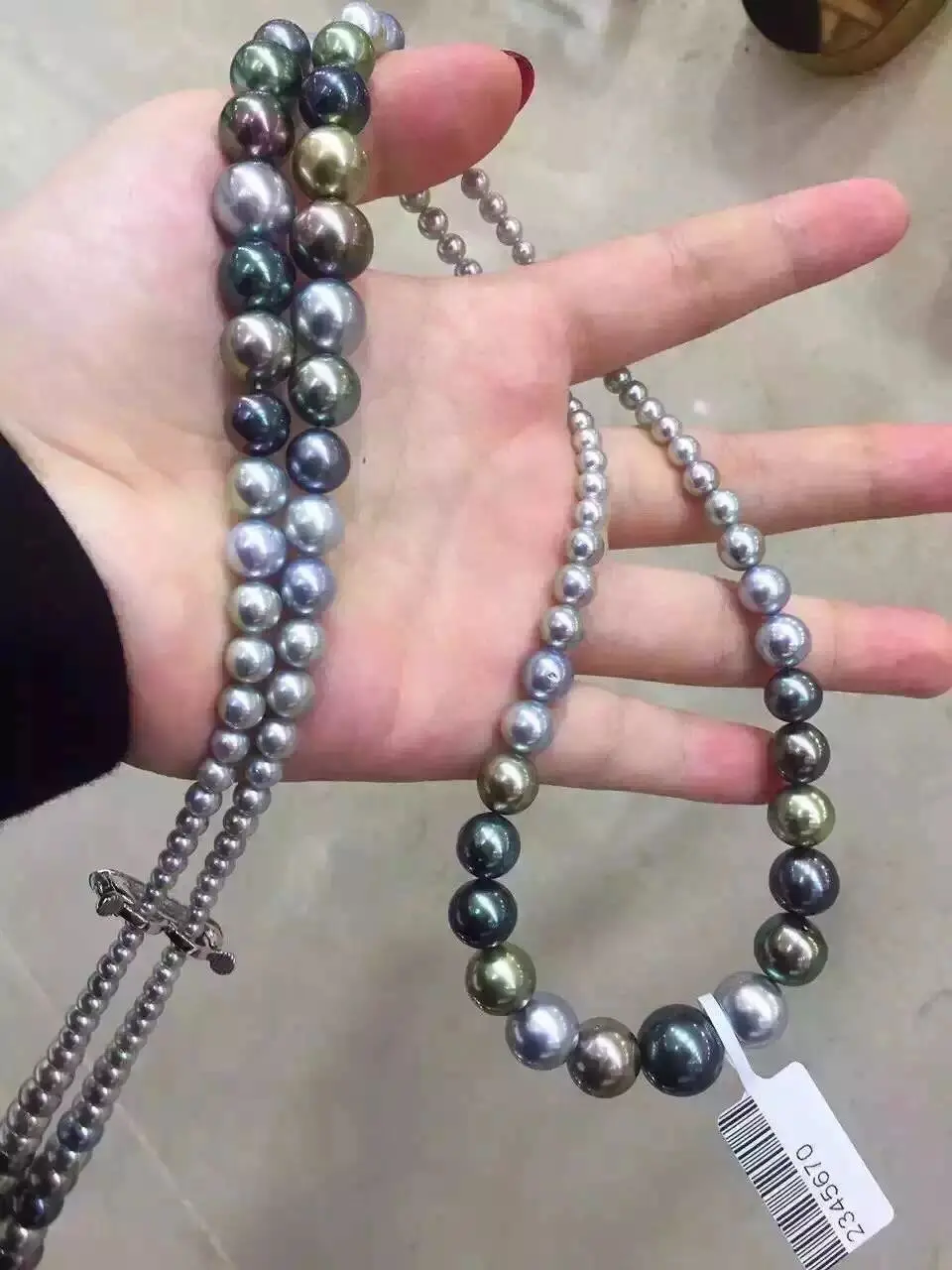 

stunning 8-12mm south sea multicolor round pearl necklace 50inch (9.13)