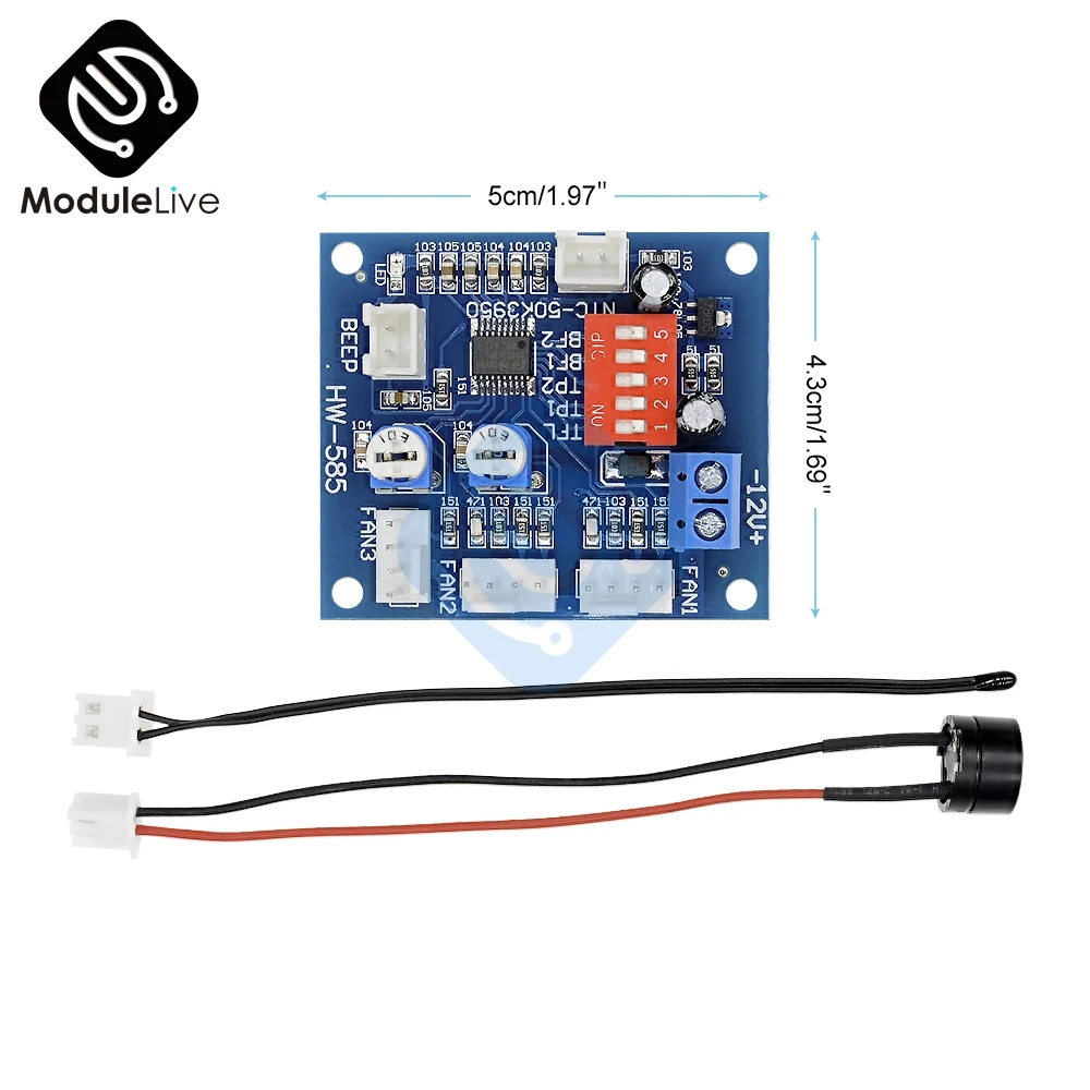 NTC 3950 термистор ШИМ датчик температуры контроль скорости Лер плата управления модуль зуммер DC 12 В 5A вентилятор ЦП Высокая температура сигнализации 50 к