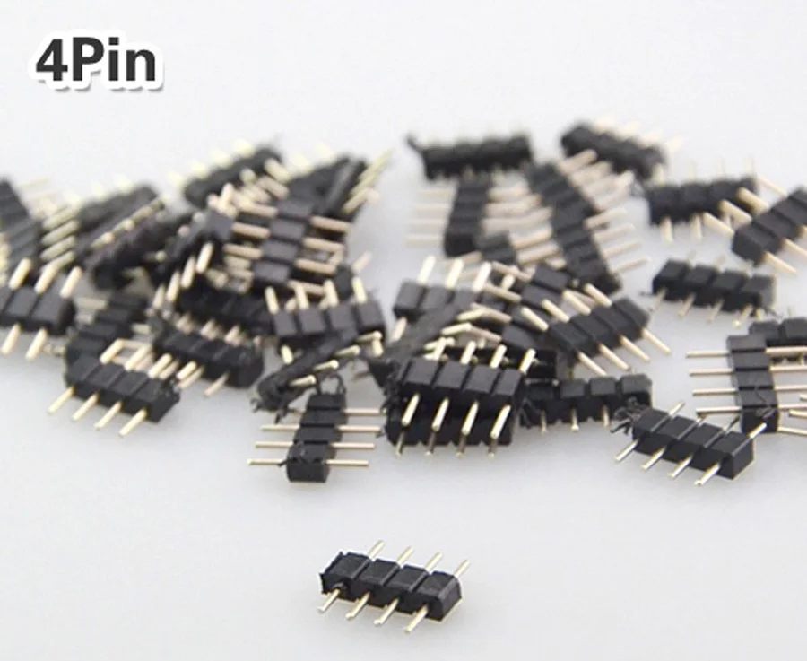 20 шт./лот, 4pin RGB светодиодный светильник разъем ленты, 4 pin иглы, мужской тип двойной 4pin, для 3528 5050 RGB светодиодный разъем полосы