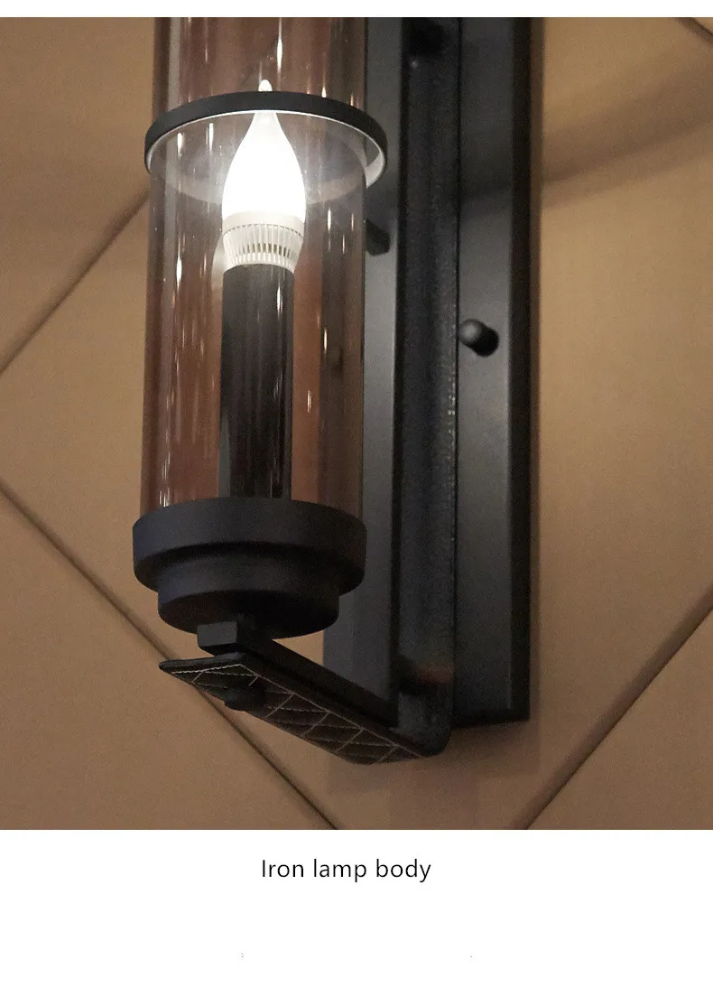 Винтажный кожаный декоративный светодиодный настенный светильник, прикроватный светодиодный настенный светильник для спальни, промышленный Ретро Лофт-деко, настенный светильник для гостиной, балкона