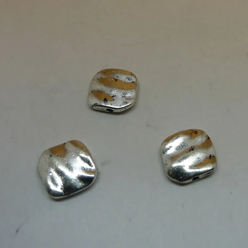 Free shipping Jewelry components Antique Silver alloy Square Flat beads