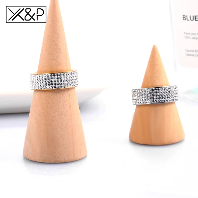 Обручальные кольца X & P из нержавеющей стали с кристаллами золотого и серебряного