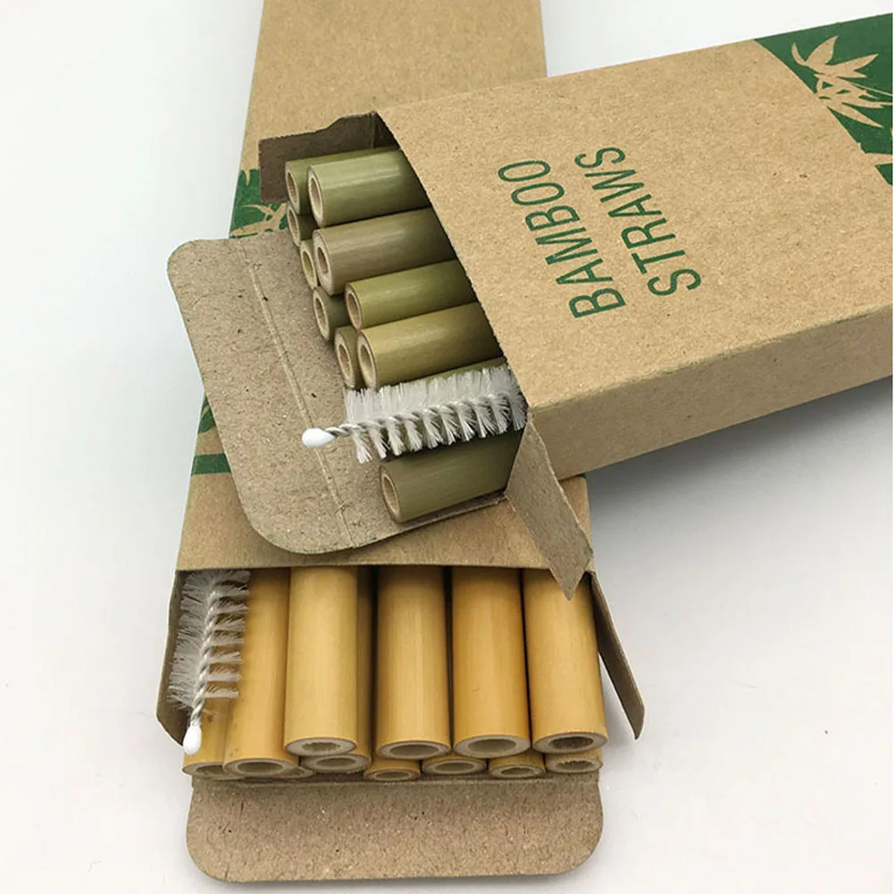 

2019 Wholesale 12pcs Drinking Straws Natural Bamboo Straws Reusable Eco-Friendly Party Kitchen&Bar Appliance