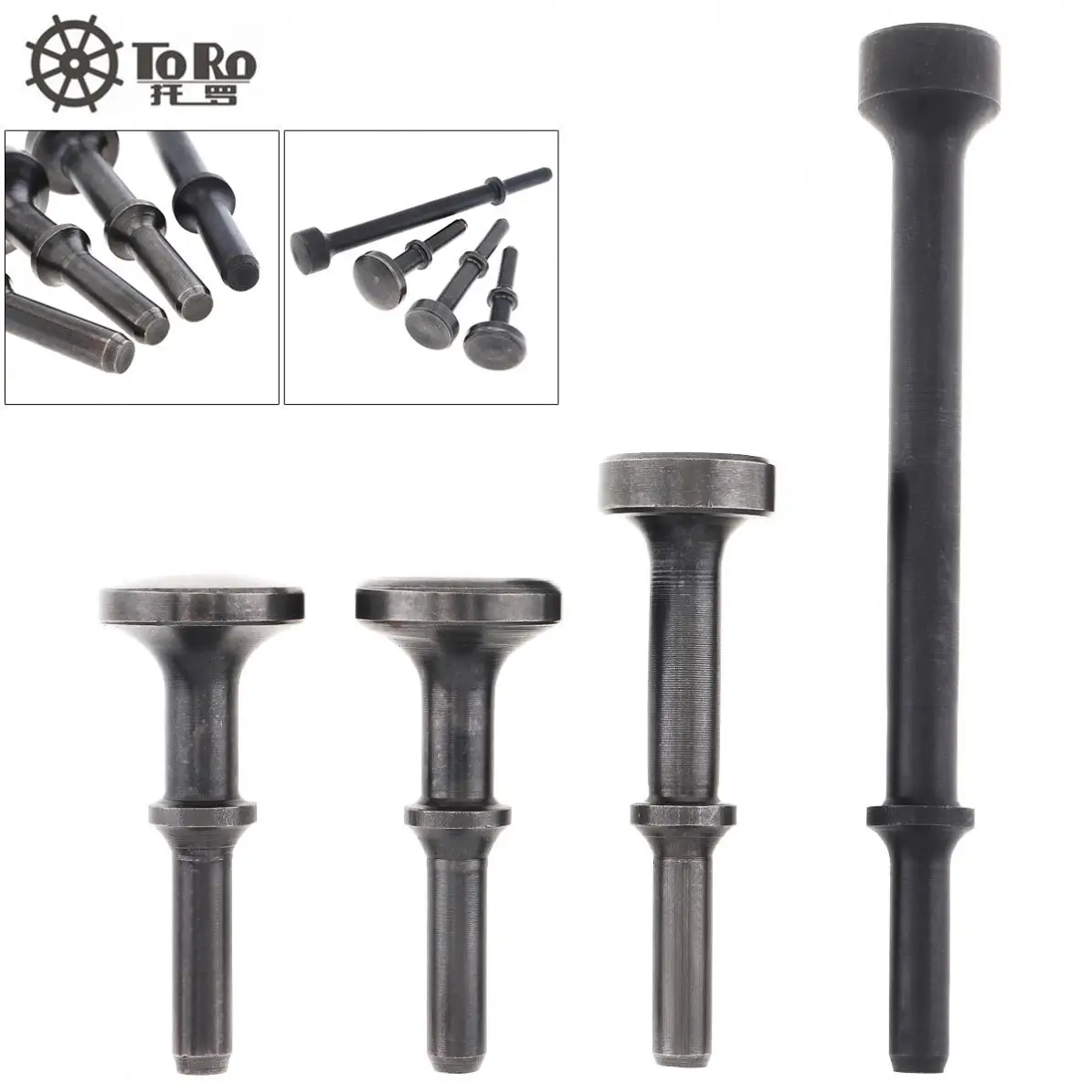 TORO 4pcs / set Hard 45# Steel Solid Air Hammer Impact Head Support Pneumatic Tool Fit for Knocking / Rusting Removal 13pcs screw remover extractor socket tool kit impact damaged bolt nut removal set bolt nut screw removal socket wrench 3 8