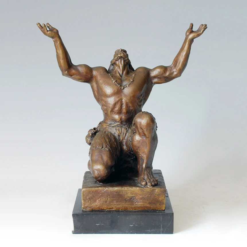 ATLIE Bronze Western Pray Man Statue Male Prayer Brass Sculpture