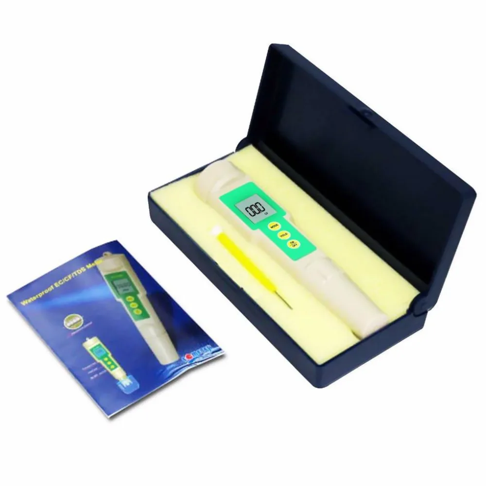 Прибор для измерения уровня pH EC-1385 3-в-1 EC/CF/TDS метр Цифровой в виде ручки кондуктометр IP55 Водонепроницаемый 10-19990ppm Портативный тестер ph-метр