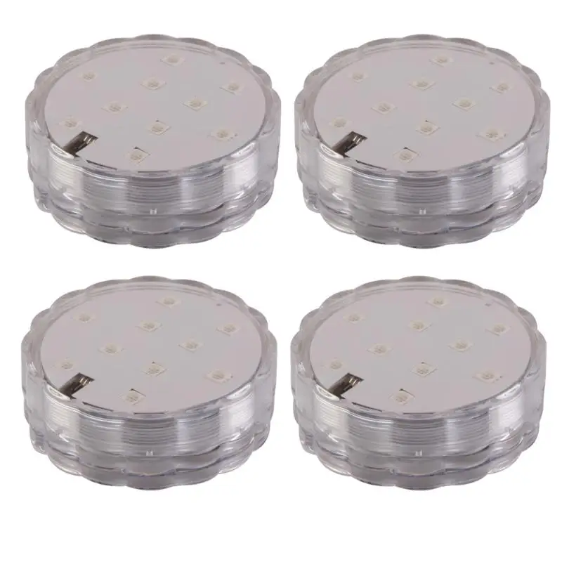 

4Pairs Multicolor 10 LEDs Submersible Light Lamp Waterproof Remote Control Underwater Wedding Festival Decoration Light E5M1