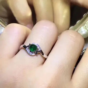 

Emerald Ring Fine Jewelry 18 K Gold Jewelry Real Vivid Green Emerald Gemstone 0.48ct Diamonds Female Wedding Engagement Rings
