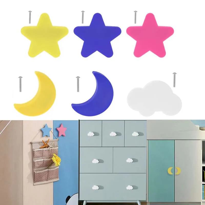 

Children Anti-collision Handle Creative Door Wardrobe Drawer Furniture Handles Cartoon Star Moon Cloud Shape