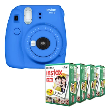 Fujifilm Instax Mini 9 мгновенная камера серии+ Fuji Instax Мини белая кромка мгновенная пленка 80 листов - Цвет: Cobalt Blue