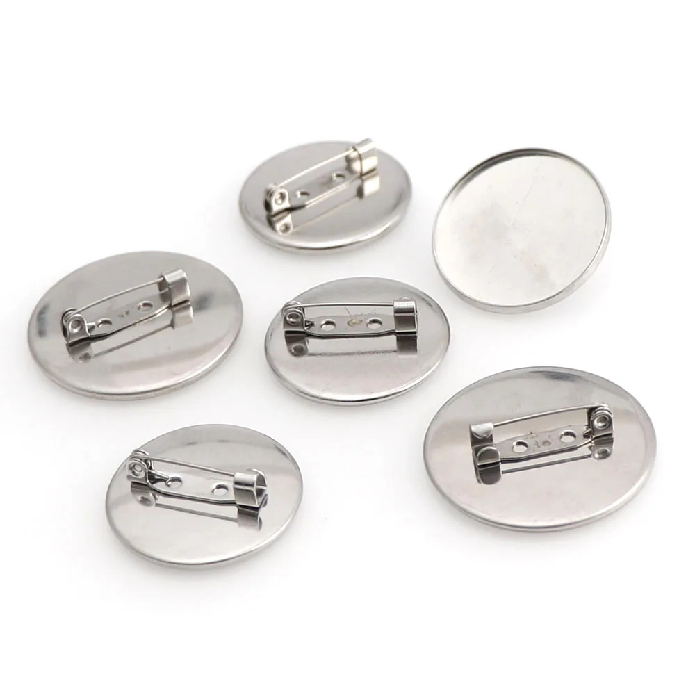 

Inner Size 25/30MM10pc Brooch Stainless Steel Cabochon Round Base Settings Round shape Blank Base DIY Brooch Findings
