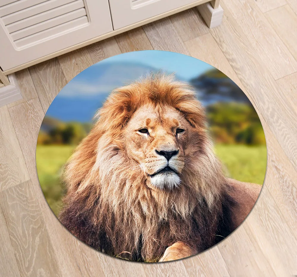 Коврик для столовой Lion Круглый детской комнаты пола спальни ванной нескользящий