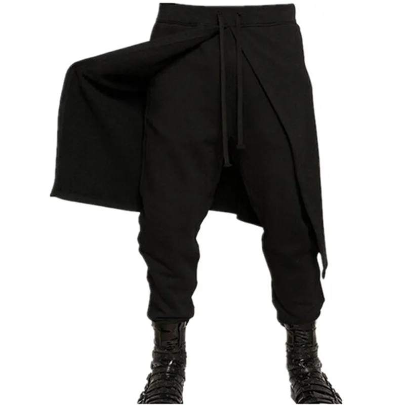 Стильный Панк юбка Стиль 3XL Для мужчин шаровары Повседневные штаны эластичной резинкой на талии хип-хоп Брюки для танцев свободные Фитнес