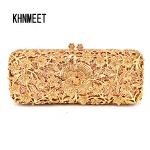 Длинный цветок с цепочкой женский клатч покрытый металлический кошелек Роскошный Кристалл Вечерняя сумка женские вечерние сумки женские кожаные сумки Клатчи 150