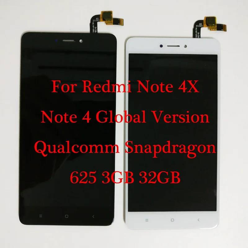 5," для Xiaomi redmi note 4X Qualcomm Snapdragon 625 3 ГБ 32 ГБ ЖК-дисплей+ сенсорный экран дигитайзер redmi note 4 глобальная версия