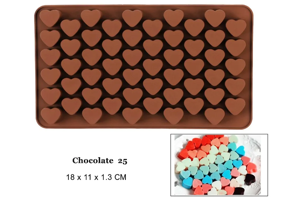 DIY 3D силиконовая форма Шоколадное сердце 55 решеток плесень поднос для печенья плесень конфеты samll маленькое сердце 55 конфет торт формы