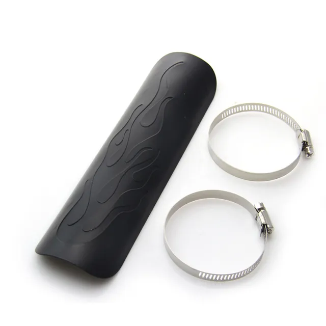 US $11 98 |Pair Black Chrome Plated Flame Exhaust Muffler Pipe Heat Shield Cover With Adjustable Mounting Clamp For Harley Motorcycle#6774-in Exhaust