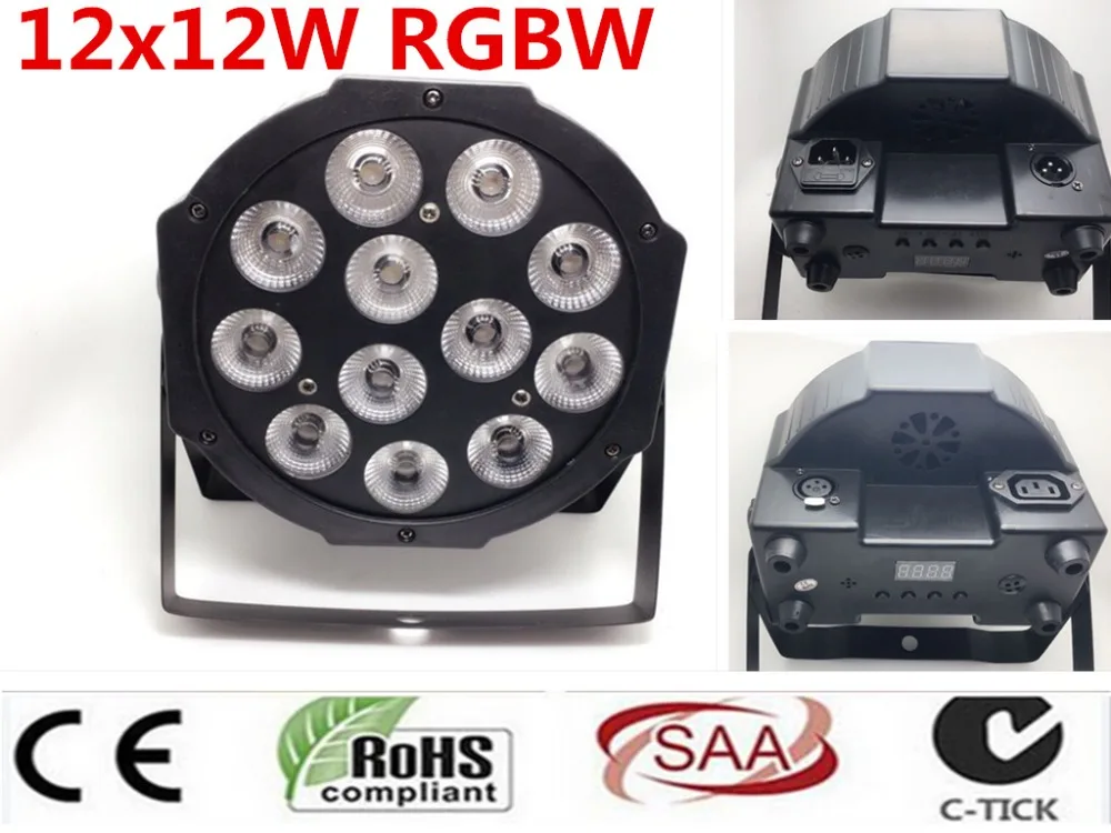 

2Pcs CREE RGBW 12x12 W LED Flat SlimPar Quad Luce 4in1 LED DJ Wash Stage Light dmx luce della lampada 4/8 channes