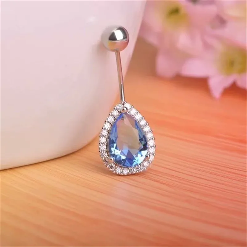 Женское кольцо для пупка в форме капли воды с кристаллом Swarovski| |