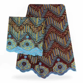 

Wax Image Swiss Voile Lace 2019 Latest African Cotton Lace Fabric Embroidery Stones Swiss Voile Lace Fabric With Net Laces Set